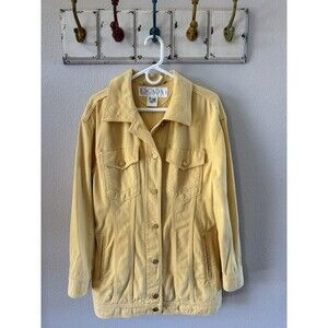 Escada Made In Italy VTG Butter Yellow Denim Jacket Mid Length Size 40